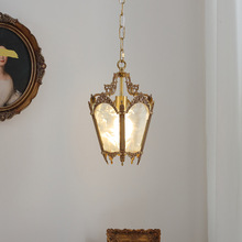 美式日式法式欧式复古全铜冰花玻璃小吊灯 床头阳台玄关衣帽间灯