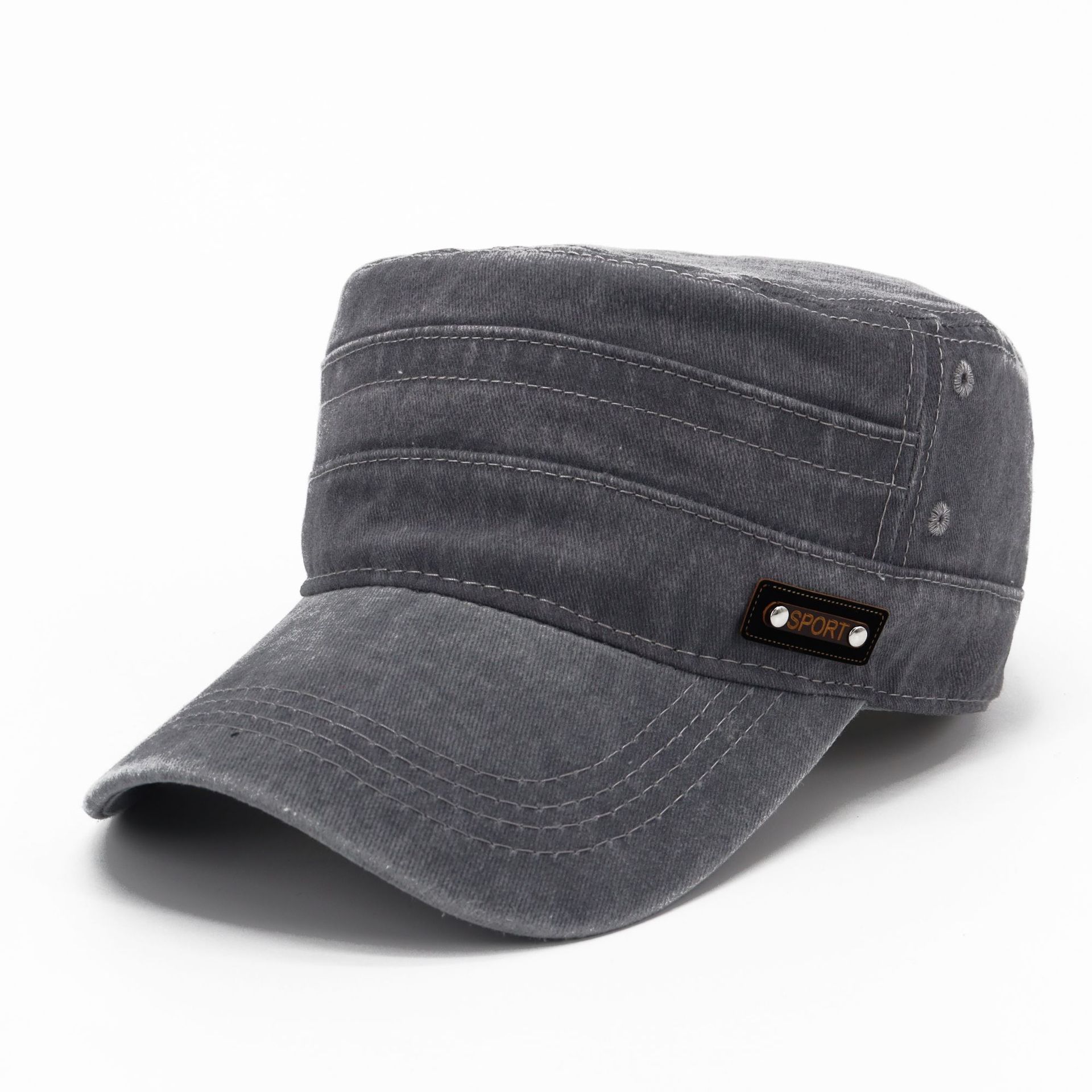 春夏秋冬季新款水洗帽子做旧棉布平顶鸭舌帽户外帽男网眼遮阳帽子