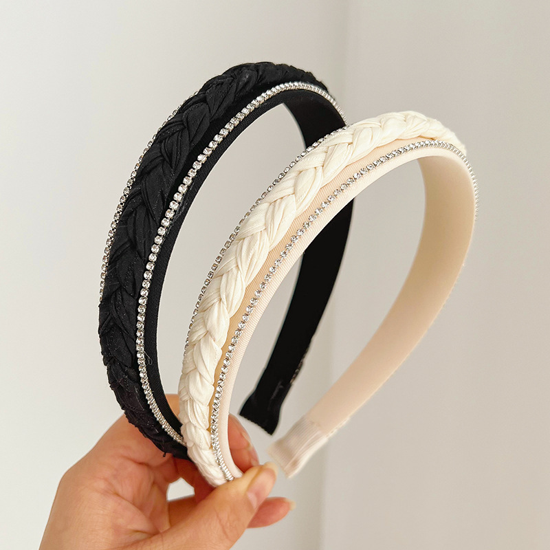 2023 New Classic Style Braid Headband High Sense Rhinestone Hair Accessories Hairband High Skull Top Headband Headdress F074