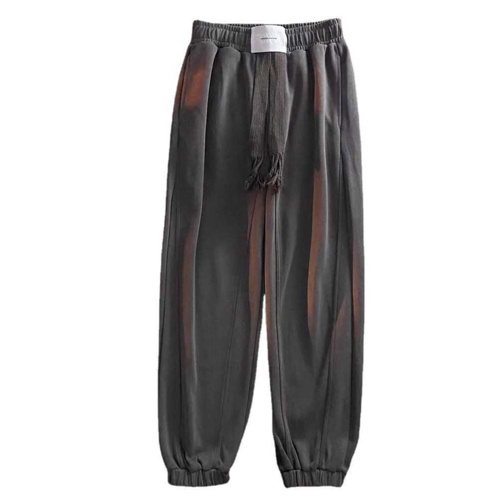   Japanese Easypants Ankle Banded Pants Men's Niche Design Heavy Cityboy Sweatpants Draping Thick Rope Straight-eg Pants