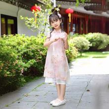2024新款 夏季 儿童旗袍 洋气印花公主裙 中国风民族 女童连衣裙
