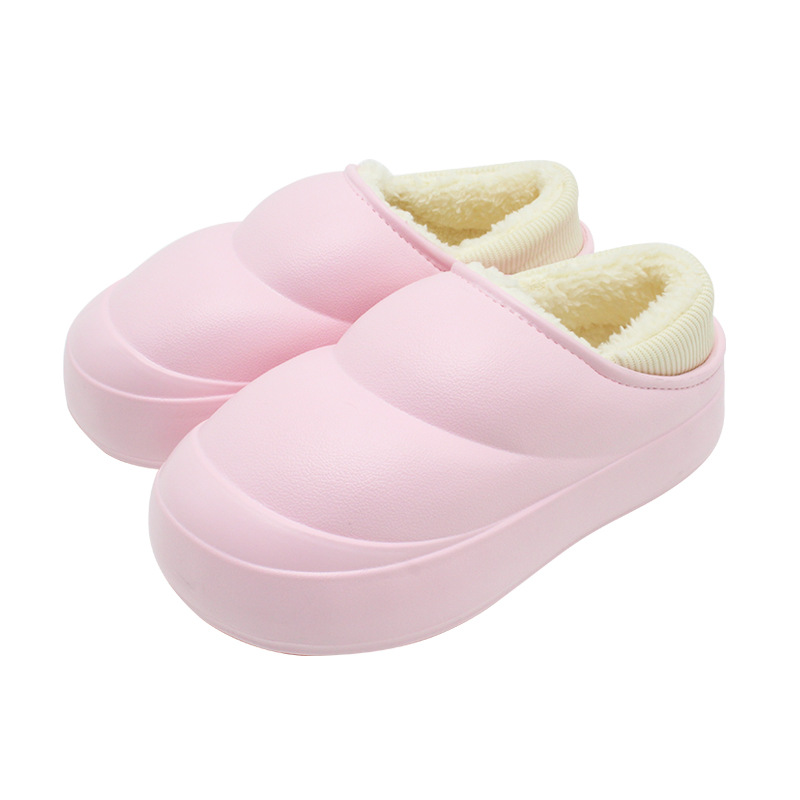 Thick Waterproof Cotton Slippers Women's Soft Bottom Shit Feeling Cotton Slippers Packing Root Thick Bottom and Warm Keeping Confinement Shoes Household Wholesale