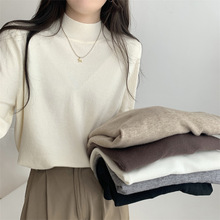 一件代发秋冬季韩版宽松半高领基础款内搭安迪绒针织打底衫女毛衣