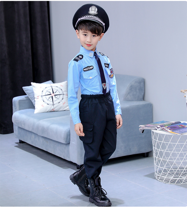 儿童警服小警察服男童小军装警官服小交警交通服装角色扮演表演服