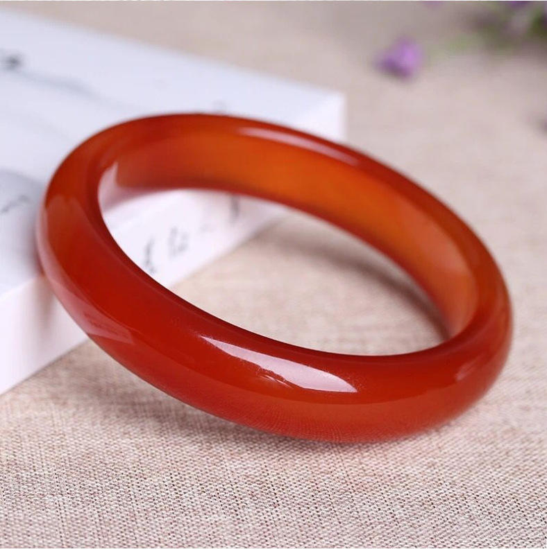 厂家批发高冰玉髓加厚中国红玉手镯红玛瑙玉石镯玉石玉器直播货源