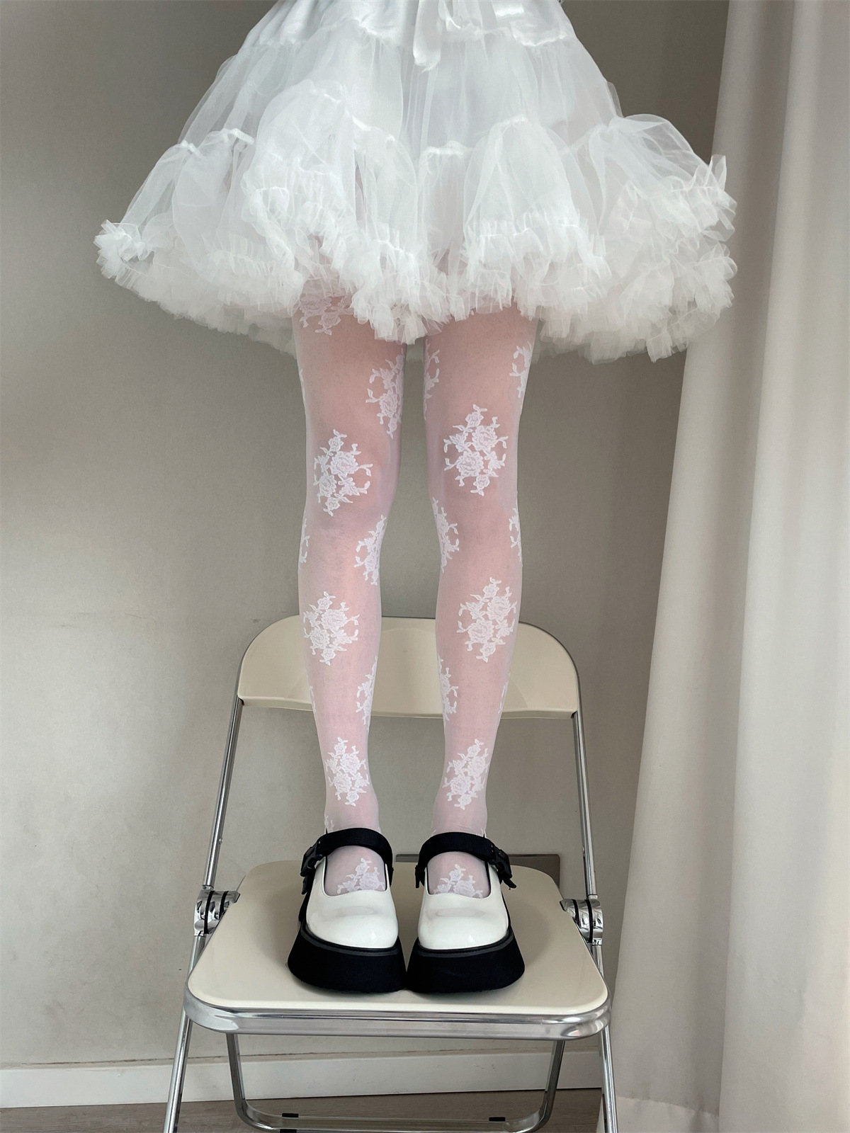 爆款热销复古玫瑰刺绣白丝连裤袜网红薄款优雅百搭lolita袜子女