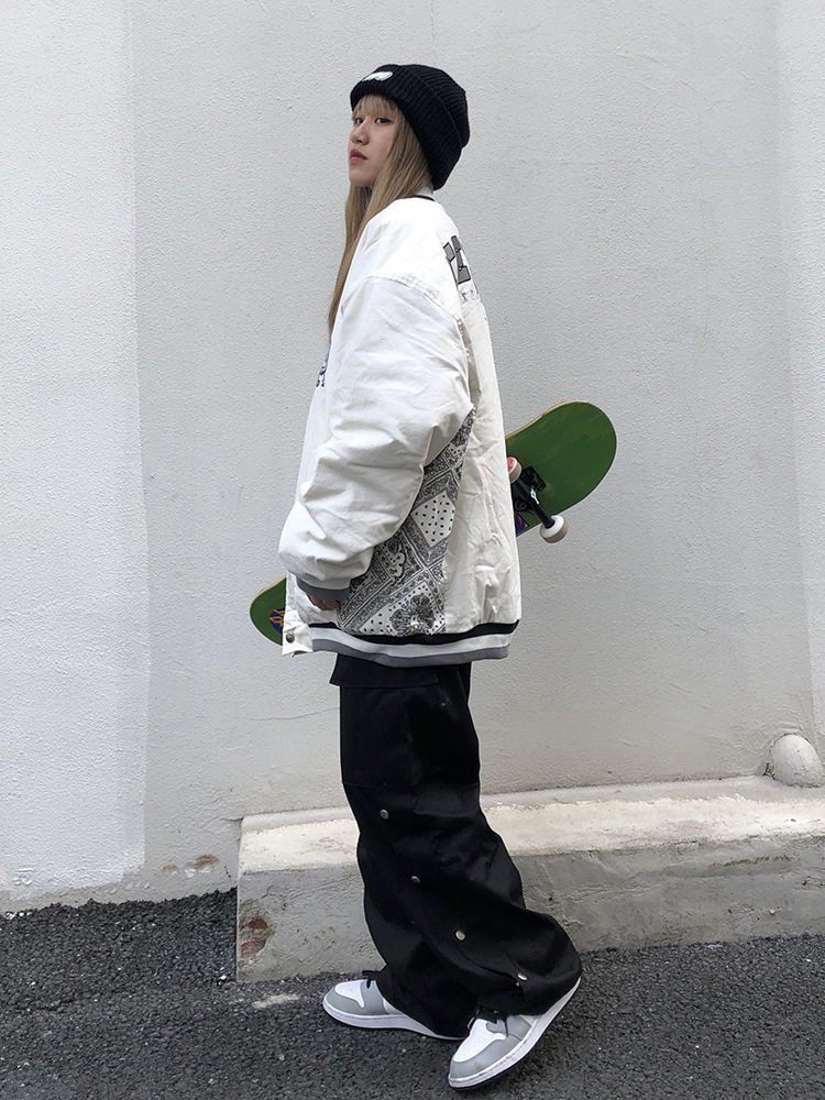 腰果花拼接字母刺绣棒球服个性外套2021春秋季新款ins潮夹克男女