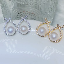S925银针轻奢小众设计珍珠耳钉项链套装女高级感百搭耳环珍珠项链