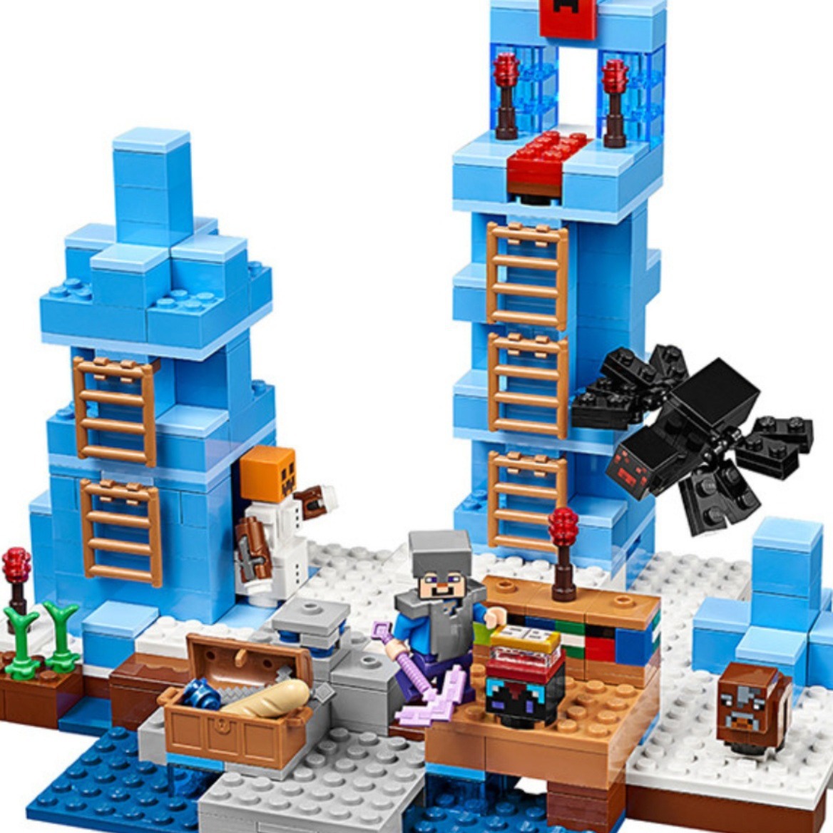 兼容乐高我的世界雪中巢穴雪山雪地小屋21120拼装积木玩具10391