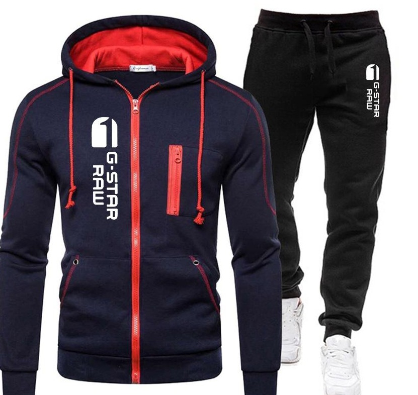 2023 Cross-Border New Arrival Men's Sport Suit Independent Station Amazon Casual Zipper Cardigan Sweatshirt and Sweatpants Suit