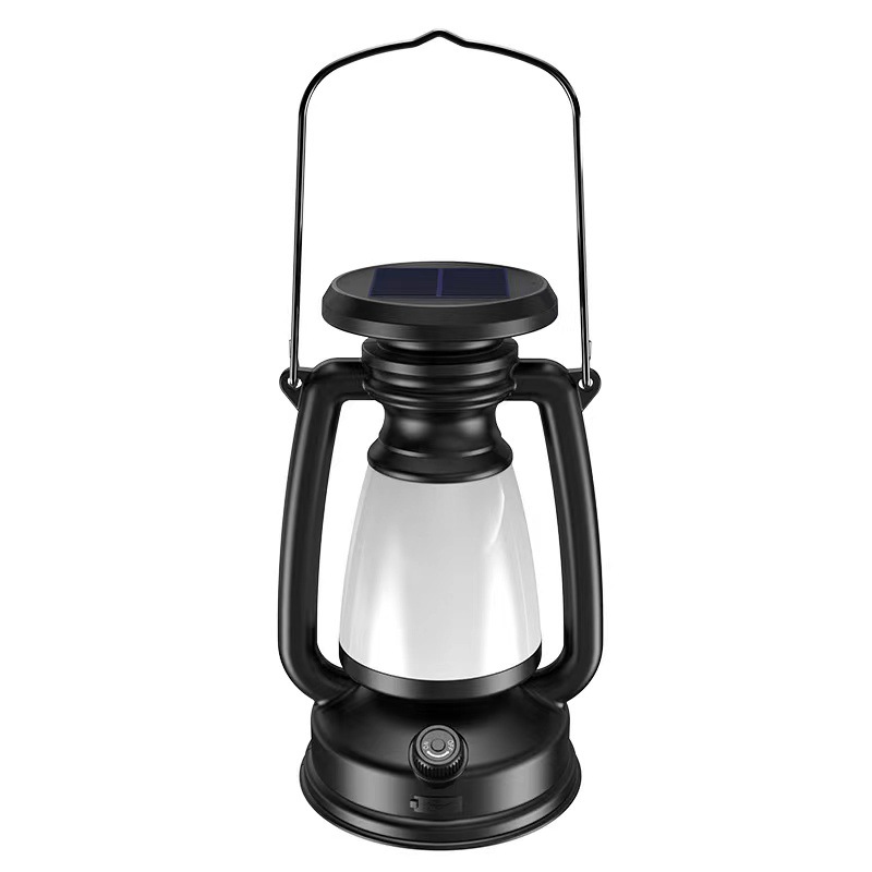 New Outdoor Retro Solar Portable Camping Lantern Charging Lamp Decorative Ambience Light Kerosene Lamp Emergency Light