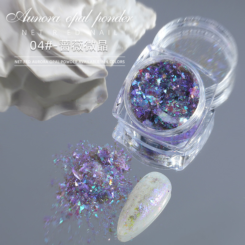 Opal Pink Nail Ornament Mixed Diamond in the Debris Aurora Shimmering Powder Sequins Accessories Brocade Powder Jewelry Nail Beauty Products Wholesale