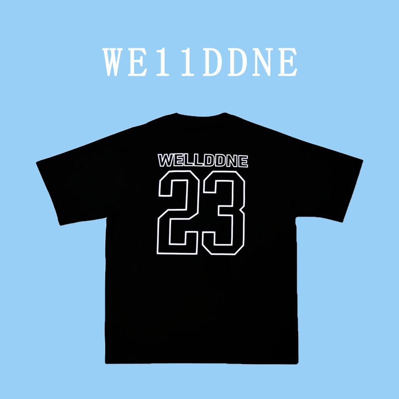 正确版本welldone新款track潮牌23号夏季纯棉宽松男士情侣短袖t恤