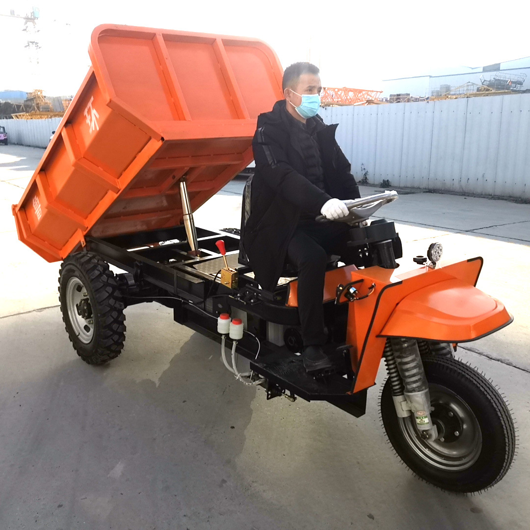供应鲁环建筑工程电动三轮车上料电动三轮灰斗矿用小型三轮车3吨