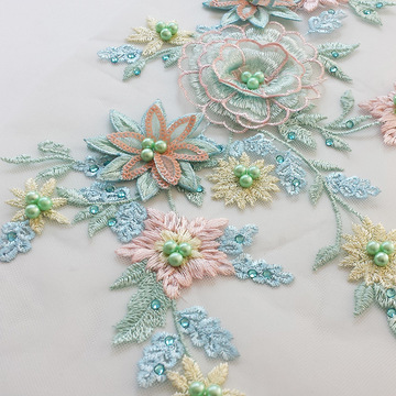 立体花刺绣烫钻亮片钉珠蕾丝花片手工diy贴花服装装饰花边辅料l34