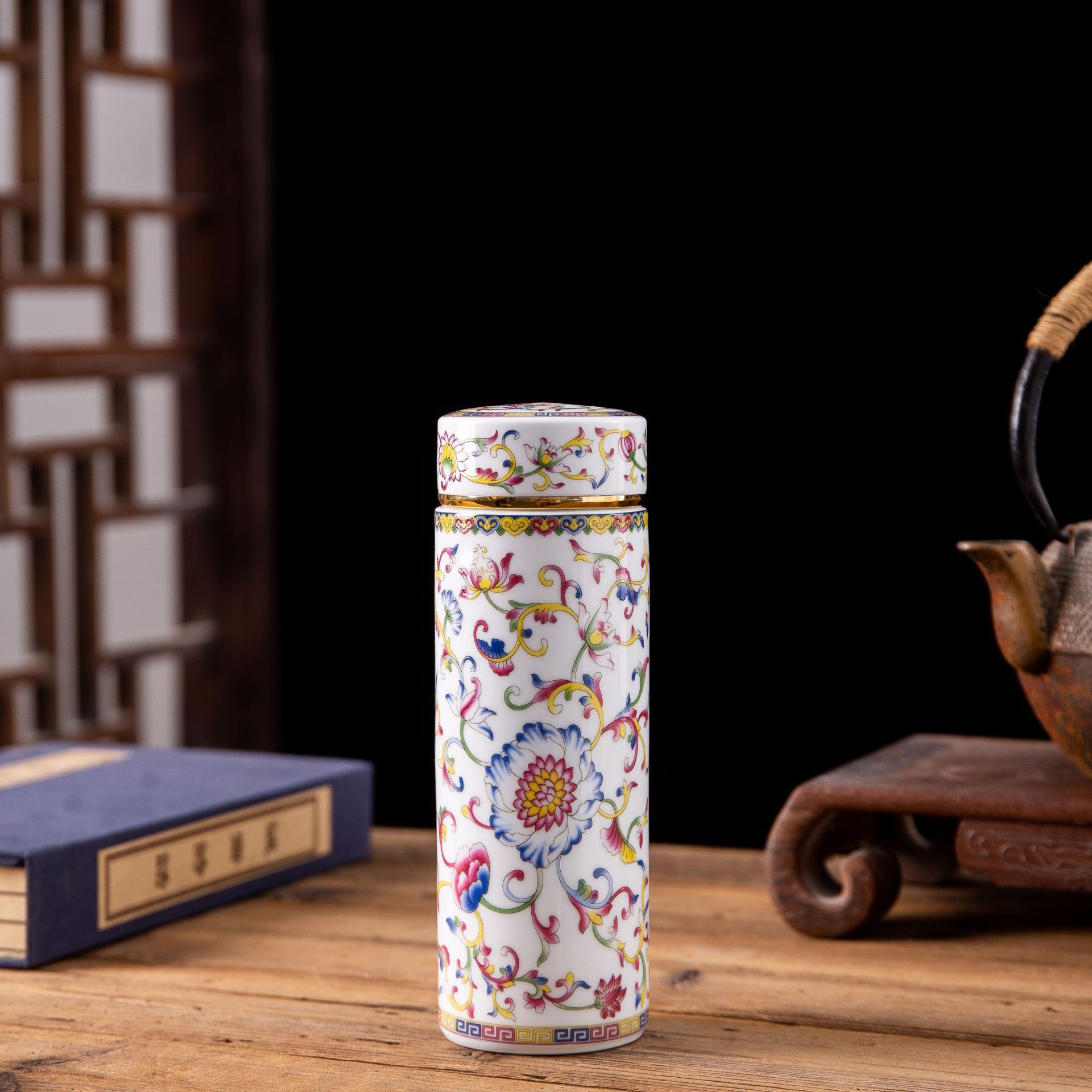 Ceramic Thermos Cup Double Layer with Lid Office Cup Enamel Tumbler Ceramic Business Cup Gift Cup Logo Wholesale