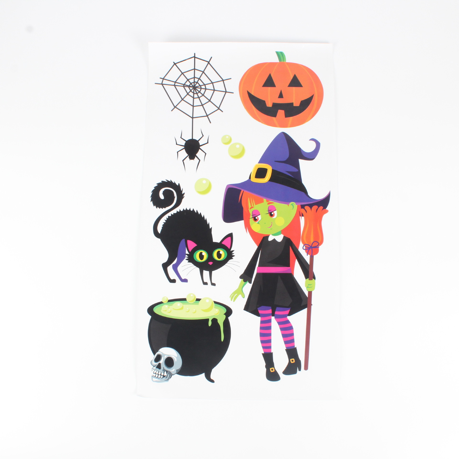 热款厂家批发万圣节贴纸女巫南瓜鬼树系列不干胶贴纸节日派对装饰