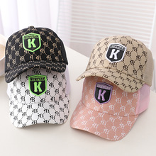 新款韩国K字母儿童帽子鸭舌帽防晒网帽夏天透气遮阳棒球帽个性潮
