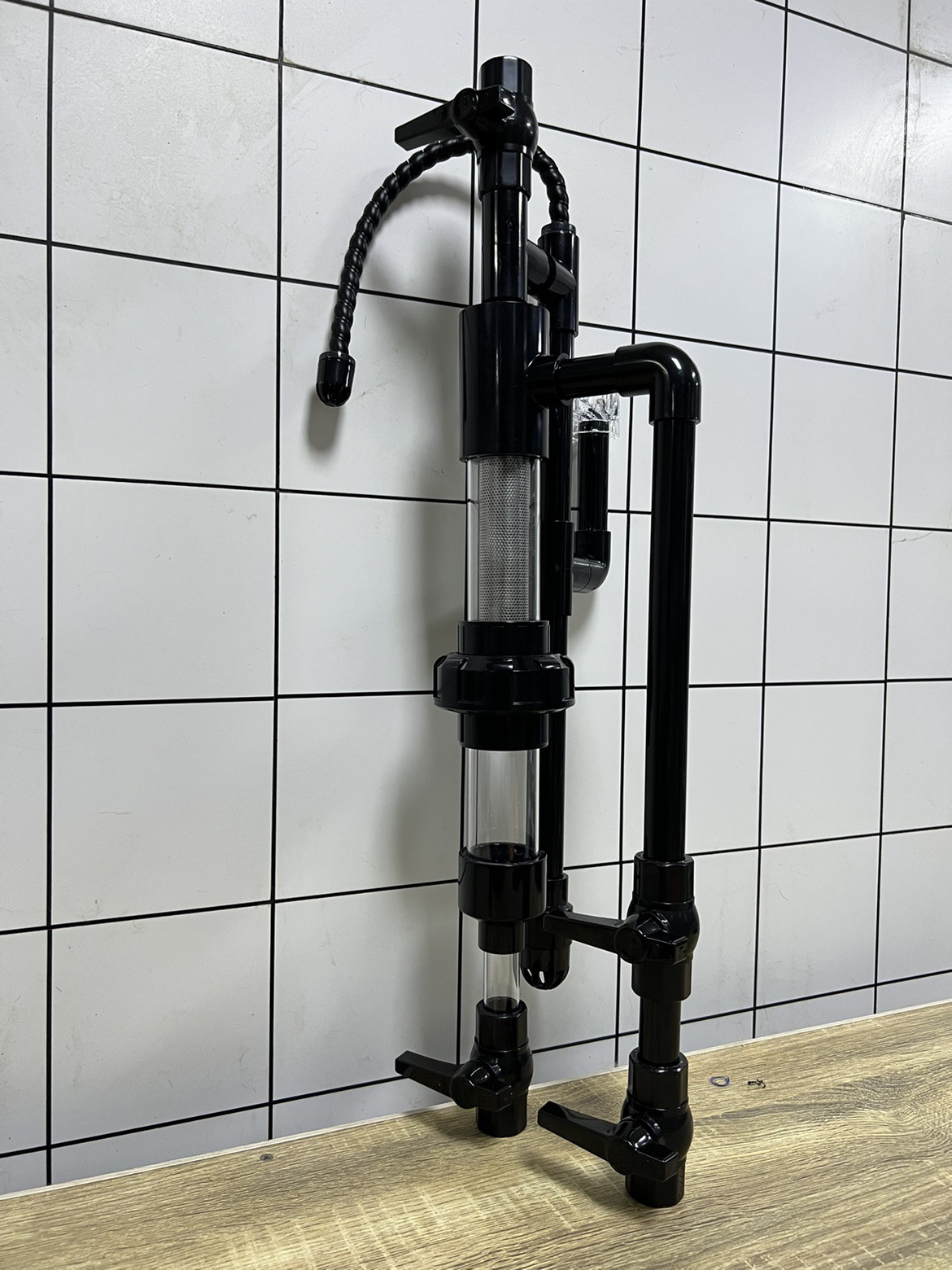 纯黑色鱼缸虹吸管底滤系统免打孔下过滤管件虹吸壶鱼便分离鱼马桶