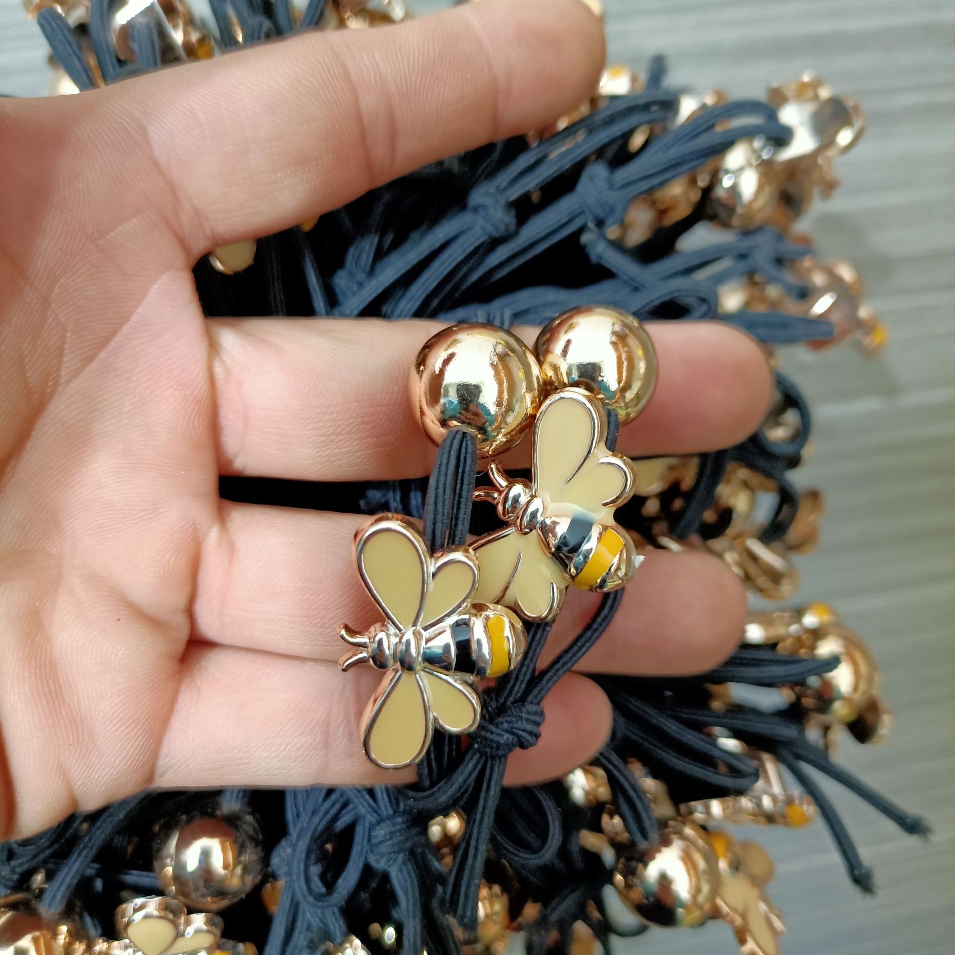 昆虫样式女式货号【167号头绳】金珠蜜蜂  100/捆风格非主流材质亚克