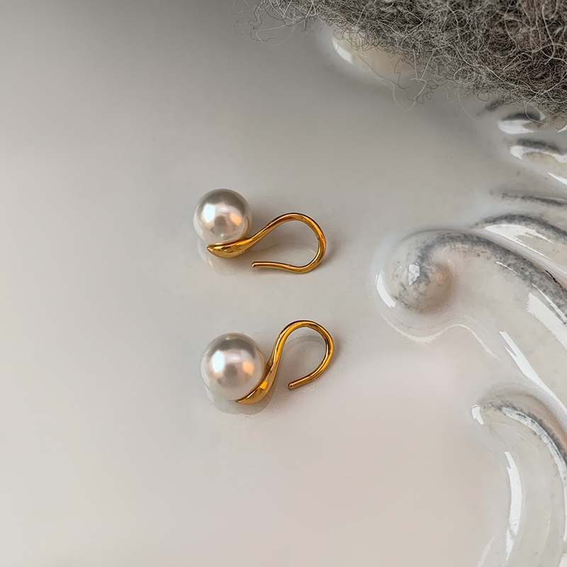 Sterling Silver Needle Shijia Zhenduo Gray Pearl Stud Earrings Women's High-Grade High Heels Eardrops Ear Hooks Eardrops Earrings