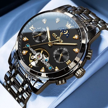 气质男士男款品牌机械表全自动镂空防水名表学生钢带男表十大