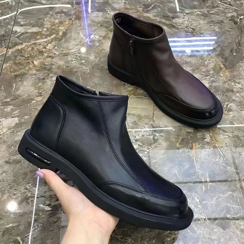 马丁靴男士2023新款冬季真皮英伦风潮流百搭高帮皮靴加绒保暖棉靴