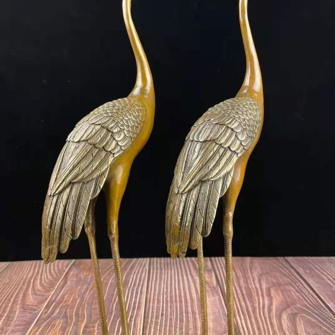 铜鹤摆件落地鹤摆件小号仙鹤铜龟鹤摆件送礼送老人祝寿贺礼