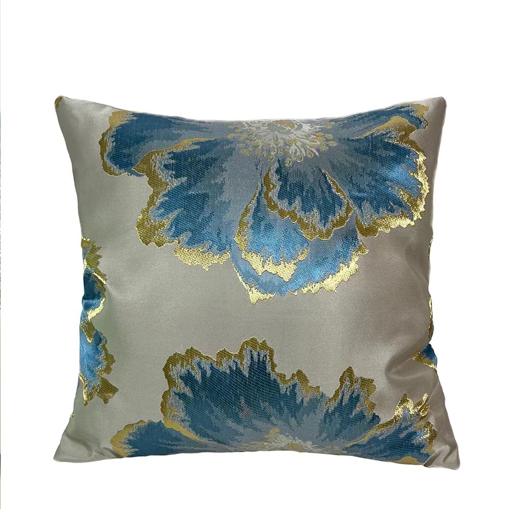 Entry Lux Pillow Gorgeous Flowers Print Living Room Sofa Cushion Cover Lumbar Cushion Cover High Precision Jacquard New Chinese Style