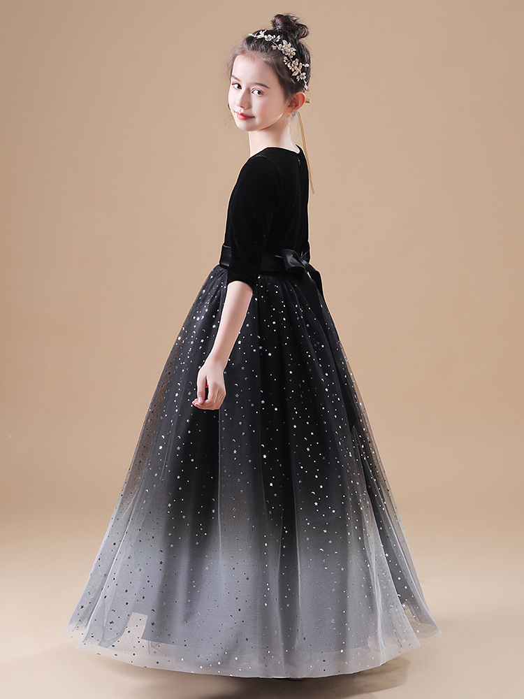 儿童礼服女童大提琴演奏服中大童钢琴演出服女孩长袖秋冬儿童礼服