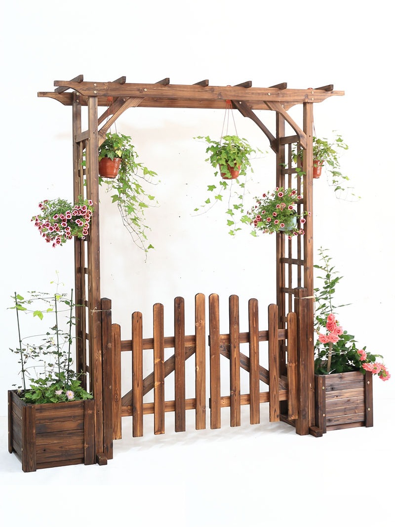 庭院铁艺拱门花架爬藤架简易阳台葡萄架 户外花园装饰拱形栅栏门