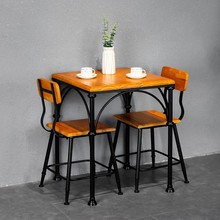 铁艺小方桌简约工业风实木餐桌创意复古风家用餐厅面馆食堂椅组合
