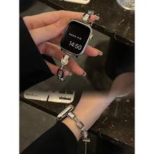 适用Apple苹果iwatchSE8Ultra7代654321手表带细款金属手镯链条女