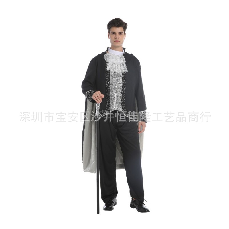 万圣节成人服装男化妆舞会中世纪华丽德古拉吸血鬼公爵礼服m0194