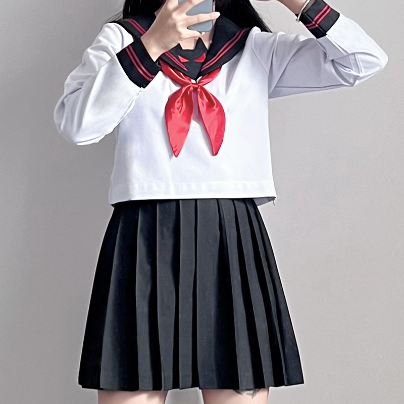 小恶魔二本刺绣水手服短袖日系jk制服套装 夏季女装校服舞台演出