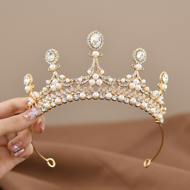 跨境儿童皇冠气质圆头珍珠发饰外贸爆款宝宝生日演出公主礼服饰品