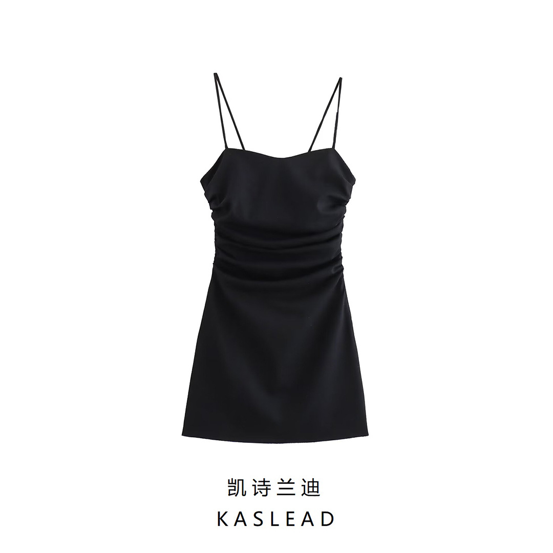 2024夏季新款女装 欧美风时尚亚麻混纺迷你褶皱连衣裙 3196729