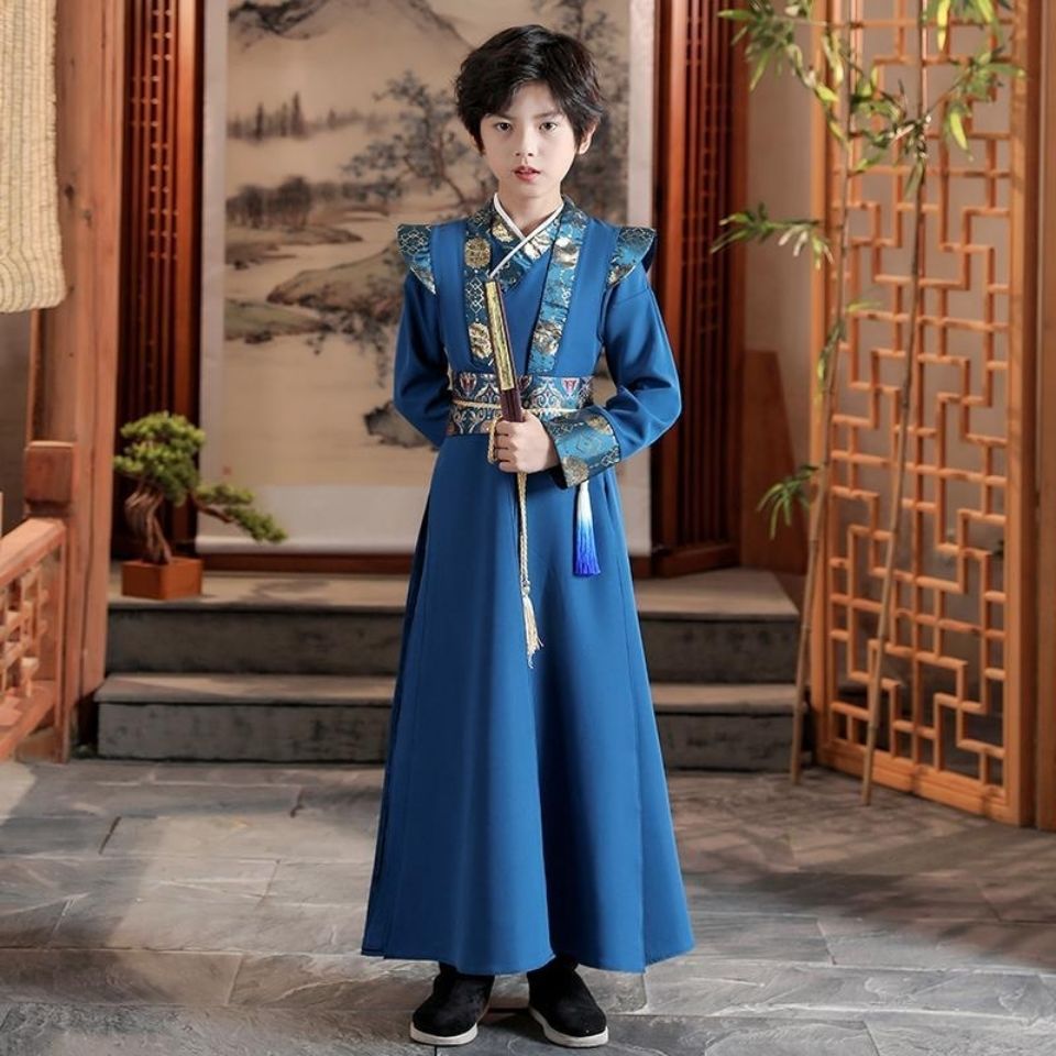 男童古装儿童唐装古少爷服套装书生演出服中国风国学汉服中开笔礼
