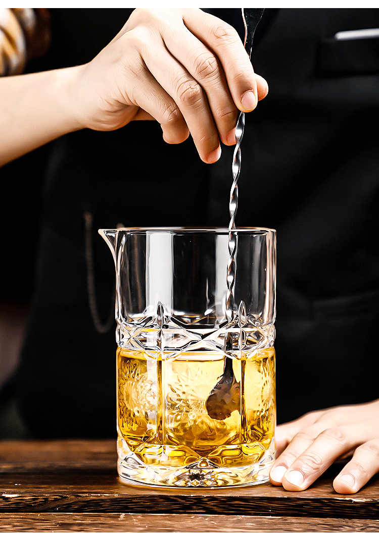 创意调酒日式雕花刻花搅拌杯 酒吧鸡尾酒杯具杯器摇酒酒具调酒杯