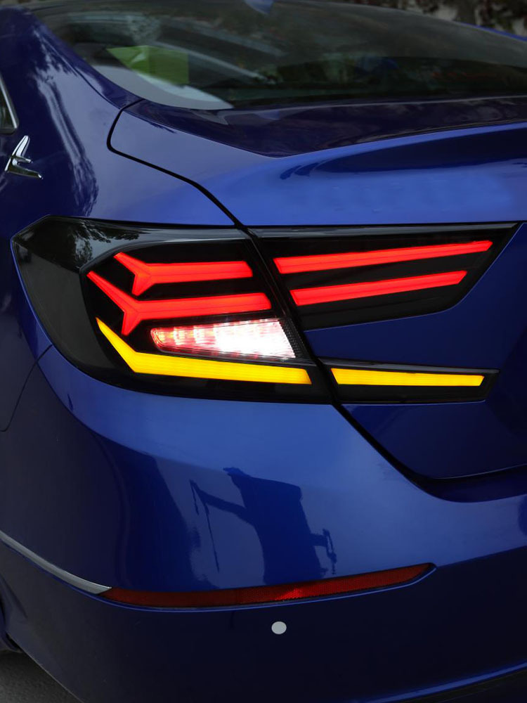 十代雅阁尾灯总成改装led流光转向刹车雾灯熏黑 鱼骨星空