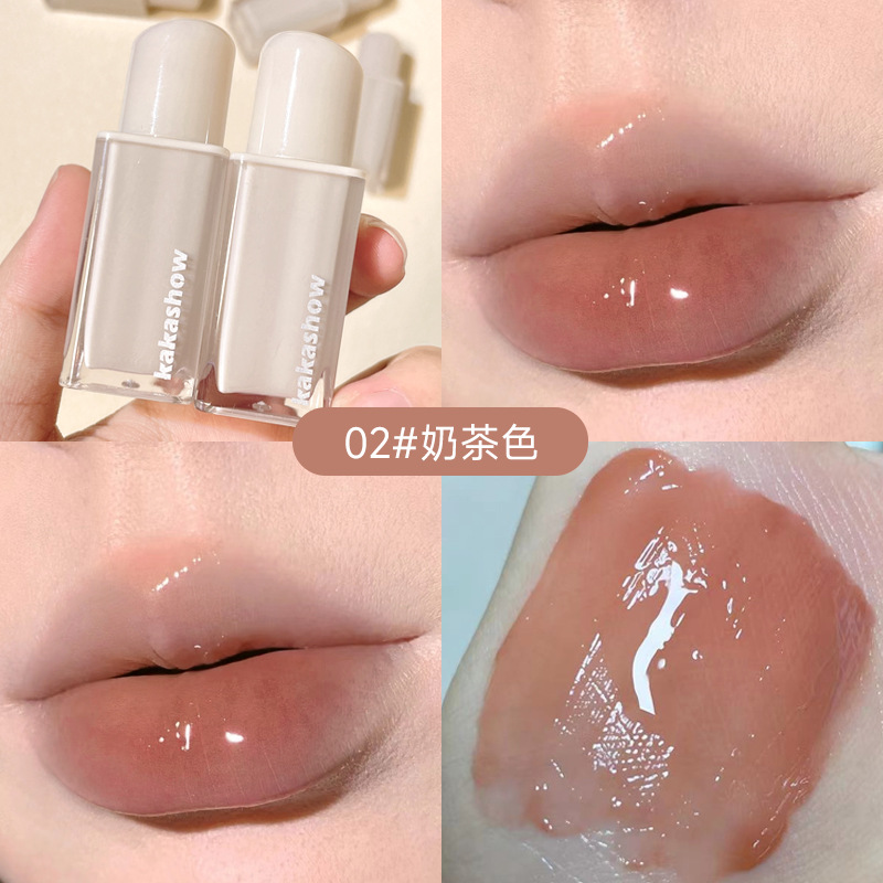 Kakashow Water Wave Lip Lacquer Mirror Water Light Lip Lacquer Lipstick Pure Desire Natural Water Light Full Lips Native Nude Color Female