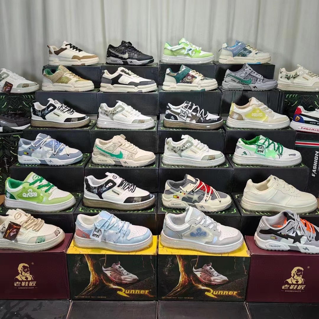 春季透气真皮板鞋百搭鞋子男款运动潮鞋直播地摊鞋供货批发货源