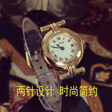 复古小巧罗马表盘女士手表3针设计简约时尚中古精致防水石英表