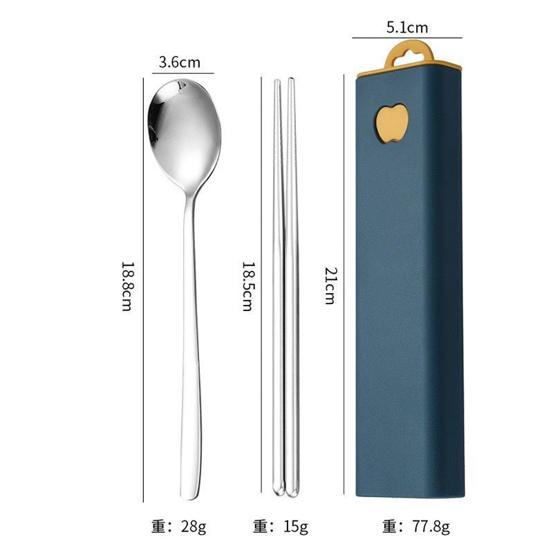 Portable 304 Stainless Steel Tableware Three-Piece Set Student Spoon Fork Chopsticks Set Company Advertising Gift Tableware