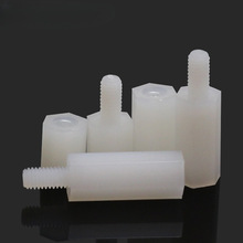 尼龙柱六角隔离柱塑料绝缘支柱塑料隔离柱 塑胶支撑柱白色M2.5-M4