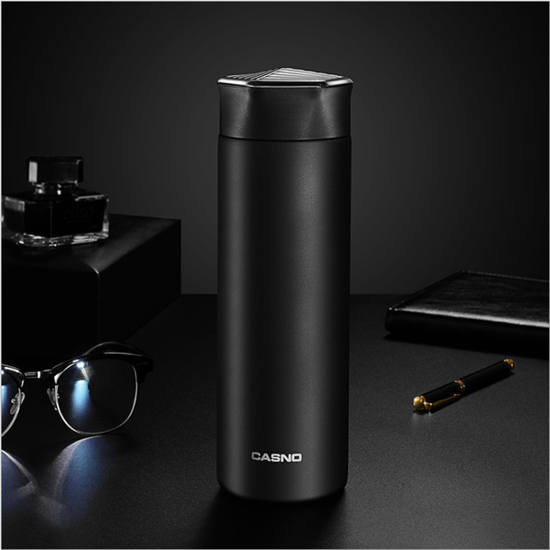 卡西诺新款保温杯 304不锈钢真空保温商务杯 创意多边盖茶漏水杯