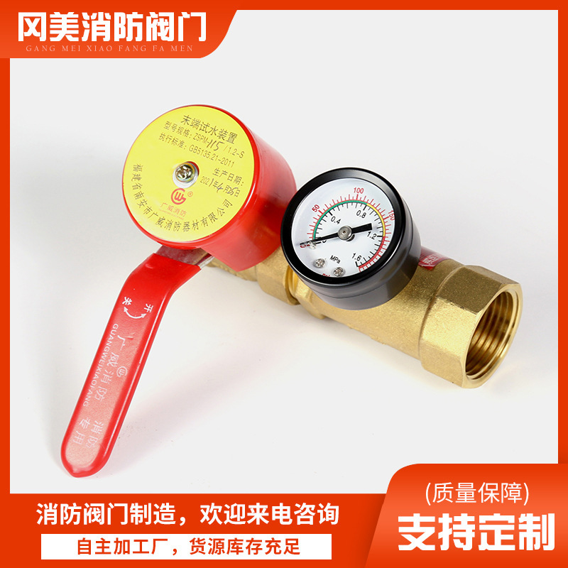 末端试水装置zspm喷淋末端试水阀 手动式消防水压表 厂家消防器材