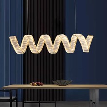 轻奢风螺旋水晶吊灯设计感现代大气创意个性艺术吧台餐厅吊灯