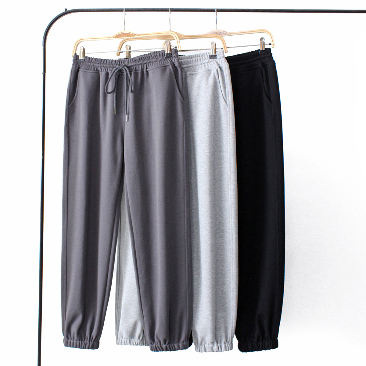 大码女装春装新款珠地棉卫裤胖妹妹高腰系带休闲运动裤200斤42781