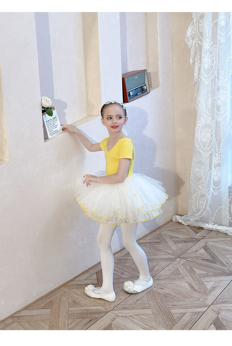 儿童舞蹈服分体套装练功服夏季短袖女童芭蕾舞裙练功服舞练舞